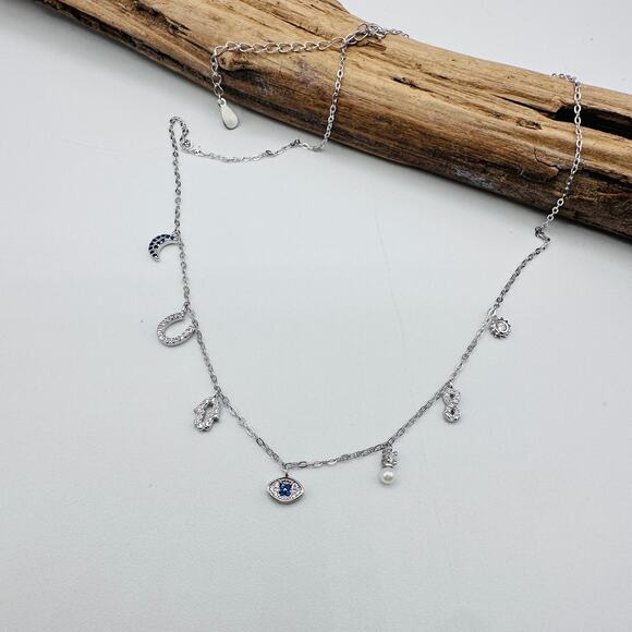 Sterling Silver Evil Eye Good Luck Charm Necklace Protection Jewelry - Picture 1 of 6